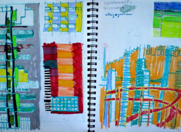 Drawing with crayons